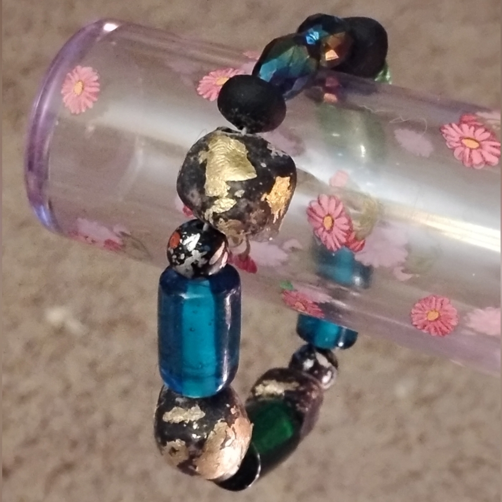 Elegant Blue and Gold Beaded Bracelet